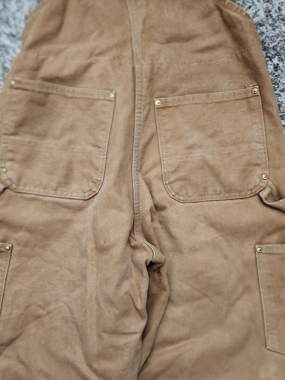 Carhartt Duck Bib Overalls Men's 32x32 Brown Quilted Lined Zip to Thigh Chores - Picture 3 of 13